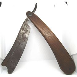 LARGE ANTIQUE ADVERTISING SIGNED STRAIGHT RAZOR