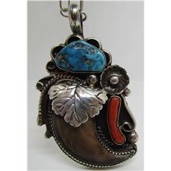JP BEAR CLAW TURQUOISE NECKLACE STERLING SILVER