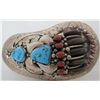 Image 1 : ES BEAR CLAW TURQUOISE BELT BUCKLE STERLING SILVER