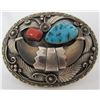 Image 2 : PLATERO BEAR CLAW TURQUOISE BELT BUCKLE STERLING