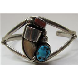 J MARK BEAR CLAW TURQUOISE BRACELET STERLING CUFF