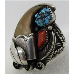 HH BEAR CLAW TURQUOISE RING STERLING SILVER 13.75