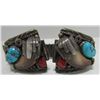 Image 1 : BEAR CLAW TURQUOISE CORAL WATCH BRACELET STERLING