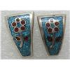Image 1 : "JU - UJ" TURQUOISE CORAL EARRINGS STERLING SILVER