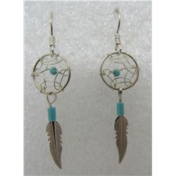 DREAM CATCHER TURQUOISE EARRINGS STERLING SILVER