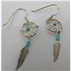 Image 2 : DREAM CATCHER TURQUOISE EARRINGS STERLING SILVER