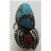 Image 2 : BISBEE TURQUOISE CORAL RING STERLING SILVER