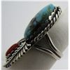 Image 3 : BISBEE TURQUOISE CORAL RING STERLING SILVER