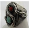 Image 1 : YAZZIE SNAKE TURQUOISE CORAL RING STERLING SILVER