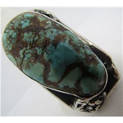 HUGE TURQUOISE RING STERLING SILVER SIZE 45.6GRAMS