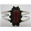 Image 1 : RED CORAL CUFF BRACELET STERLING SILVER NAVAJO