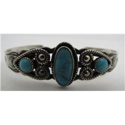 JP TURQUOISE CUFF BRACELET STERLING SILVER NAVAJO