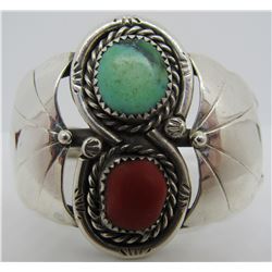 NAKAI TURQUOISE CUFF BRACELET STERLING SILVER CORA