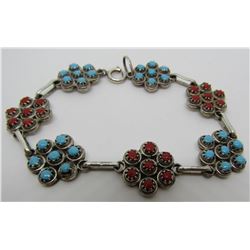EZRZ TURQUOISE CORAL BRACELET STERLING SILVER