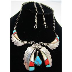 MILTON TURQUOISE NECKLACE STERLING SILVER INLAY