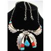 Image 1 : MILTON TURQUOISE NECKLACE STERLING SILVER INLAY