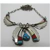 Image 3 : MILTON TURQUOISE NECKLACE STERLING SILVER INLAY