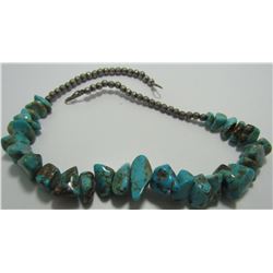 TURQUOISE STRAND NECKLACE STERLING SILVER BEADS