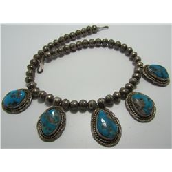 BISBEE TURQUOISE NECKLACE STERLING SILVER BEAD