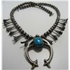 Image 1 : SQUASH BLOSSOM TURQUOISE NECKLACE STERLING SILVER