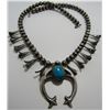 Image 3 : SQUASH BLOSSOM TURQUOISE NECKLACE STERLING SILVER