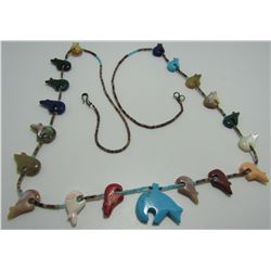 29" ZUNI FETISH NECKLACE HEISHI TURQUOISE BEADS