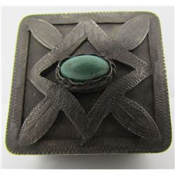 TURQUOISE BOX STERLING SILVER CONTAINER PILL JEWEL