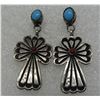 Image 3 : CROSS TURQUOISE CORAL EARRINGS STERLING SILVER