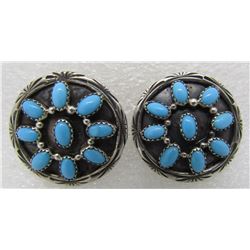 JAMES TURQUOISE EARRINGS STERLING SILVER PIERCED