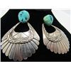 Image 1 : TURQUOISE CONCHO EARRINGS STERLING SILVER PIERCED