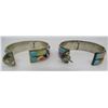 Image 3 : INLAY TURQUOISE EARRINGS STERLING SILVER HOOP