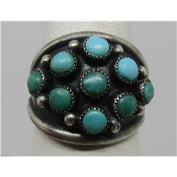 SNAKE EYE TURQUOISE RING STERLING SILVER SIZE 7