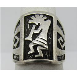 KOKOPELLI RING STERLING SILVER SIZE 8.5 ZUNI HOPI