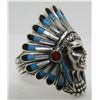 Image 1 : INLAY TURQUOISE CHIEF RING STERLING SILVER SIZE 12