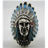 Image 3 : INLAY TURQUOISE CHIEF RING STERLING SILVER SIZE 12