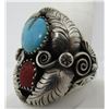 Image 3 : SY TURQUOISE CORAL RING STERLING SILVER SIZE 13