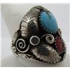 Image 4 : SY TURQUOISE CORAL RING STERLING SILVER SIZE 13