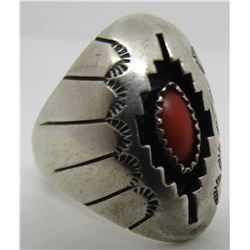 P MARK CORAL SHADOWBOX RING STERLING SILVER