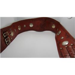 LEATHER TOOLED BELT 6 FAUX SILVER DOLLAR COIN