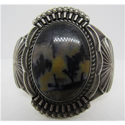 PETRIFIED WOOD CUFF BRACELET STERLING SILVER