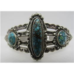 SPIDERWEB TURQUOISE CUFF BRACELET STERLING SILVER