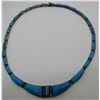 Image 1 : 17" TURQUOISE NECKLACE STERLING SILVER HINGED LINK