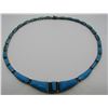 Image 3 : 17" TURQUOISE NECKLACE STERLING SILVER HINGED LINK