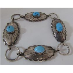 TURQUOISE CONCHO BRACELET STERLING SILVER
