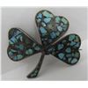 Image 1 : CLOVER SHAMROCK PIN STERLING SILVER TURQUOISE
