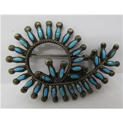 ZUNI PETIT POINT TURQUOISE PIN STERLING SILVER