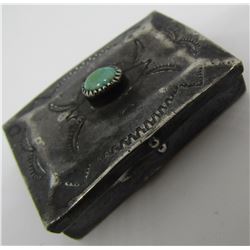 TURQUOISE PILL BOX STERLING SILVER JEWELRY NAVAJO