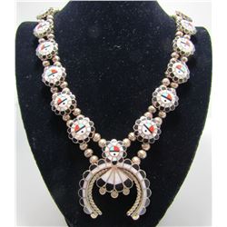ZUNI SUNFACE STERLING SQUASH BLOSSOM NECKLACE