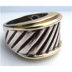 DAVID YURMAN RING 14K GOLD & STERLING SILVER BAND