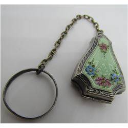 ENAMEL STERLING SILVER RING PURSE GUILLOCHE ANTIQU